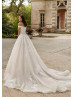 Off Shoulder Beaded Ivory Lace Tulle Sparkling Wedding Dress